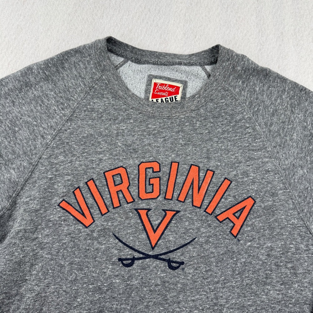 League Virginia Cavaliers Triblend Crewneck Sweatshirt Mens L Gray Pullover
